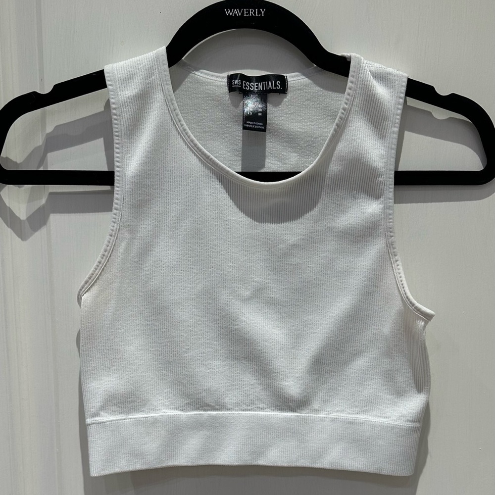 Essentials White Cropped Tank